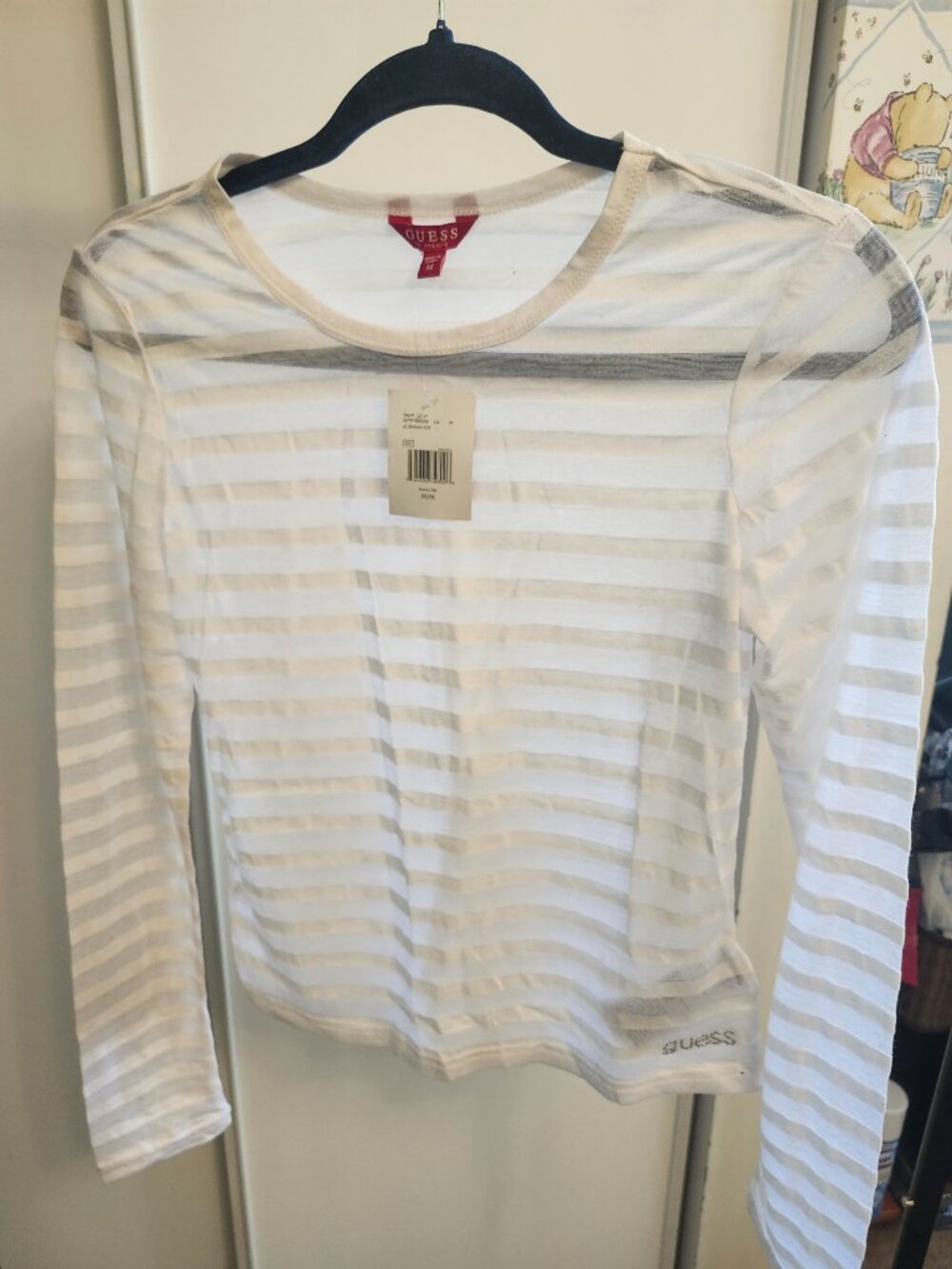GUESS TOP WHITE WITH RINESTONE  SIZE M - Picture 3 of 5